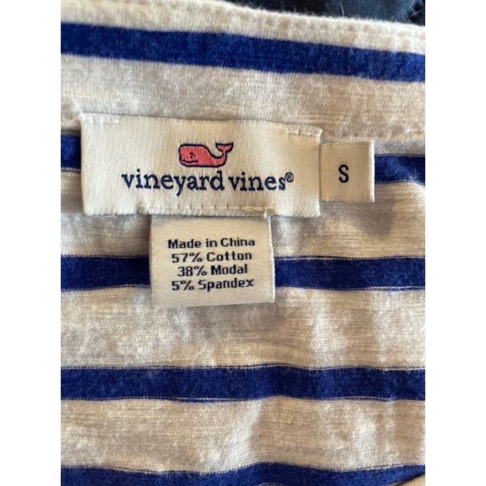 Vineyard Vines Size Small Dress White Pink Navy Stripes Knit 3/4 Sleeve - Picture 3 of 3